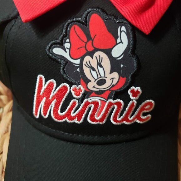 NEW Disney Minnie Mouse Hat Black Ears Black Bow Adjustable Girls Kids Baseball - Picture 2 of 7